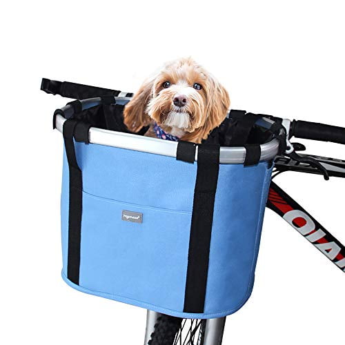 RAYMACE Bicycle Basket Dog Bike Handlebar Basket Front,Folding Detachable Quick Release Easy Install,Cycling Picnic Bag 
